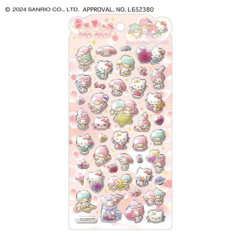 うるちゅるポップシール　ハローキティ＆リトルツインスターズ＆マイメロディ