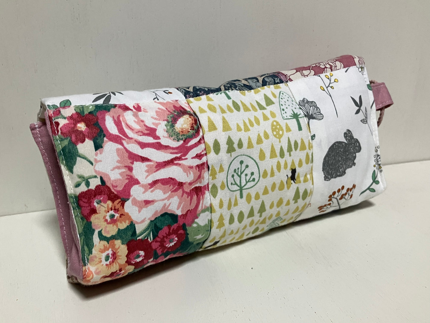 パッチワークお道具ポーチ【pink】