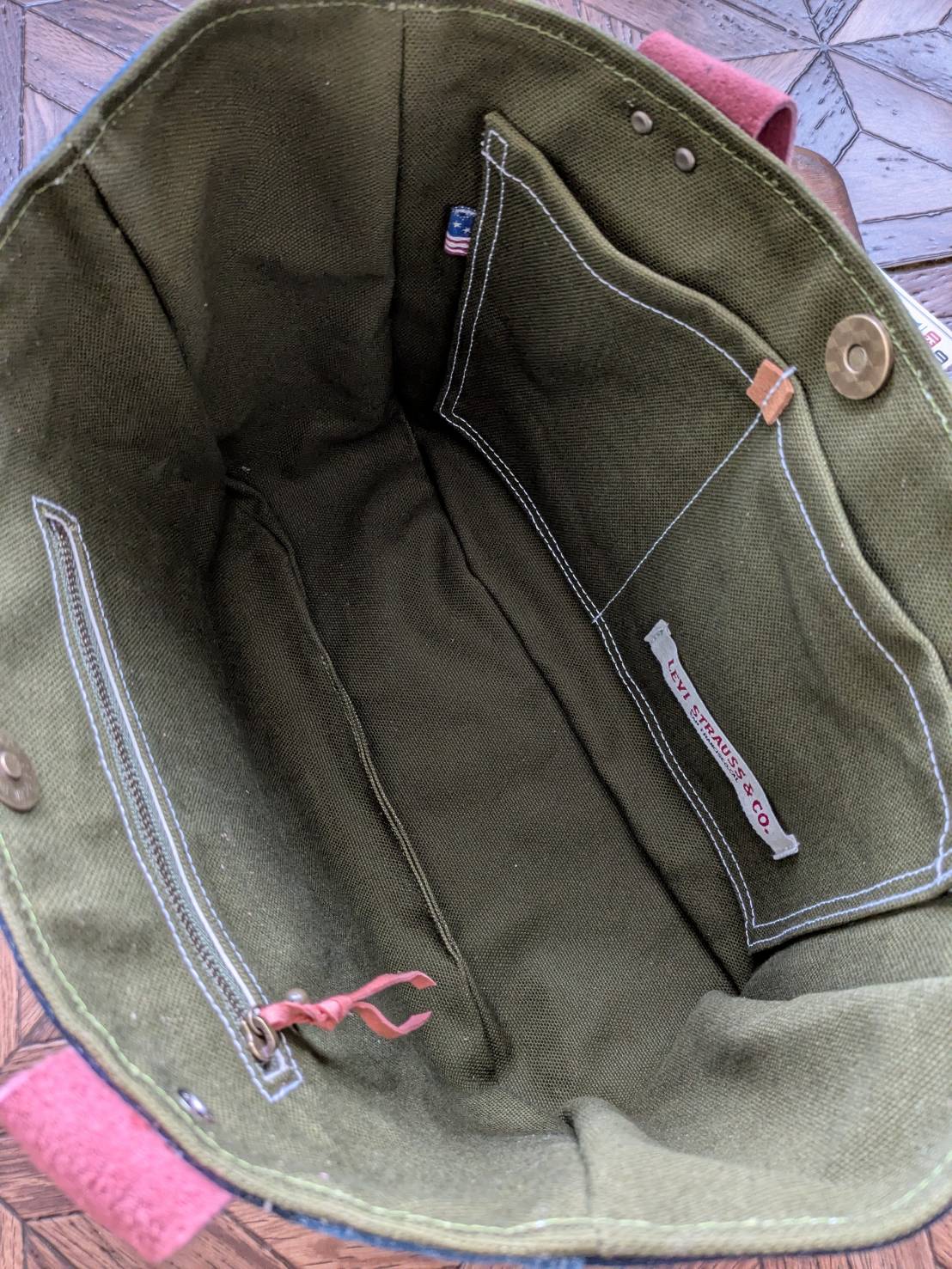 デニムリメイクラウンド　 ハンドフリンジトート